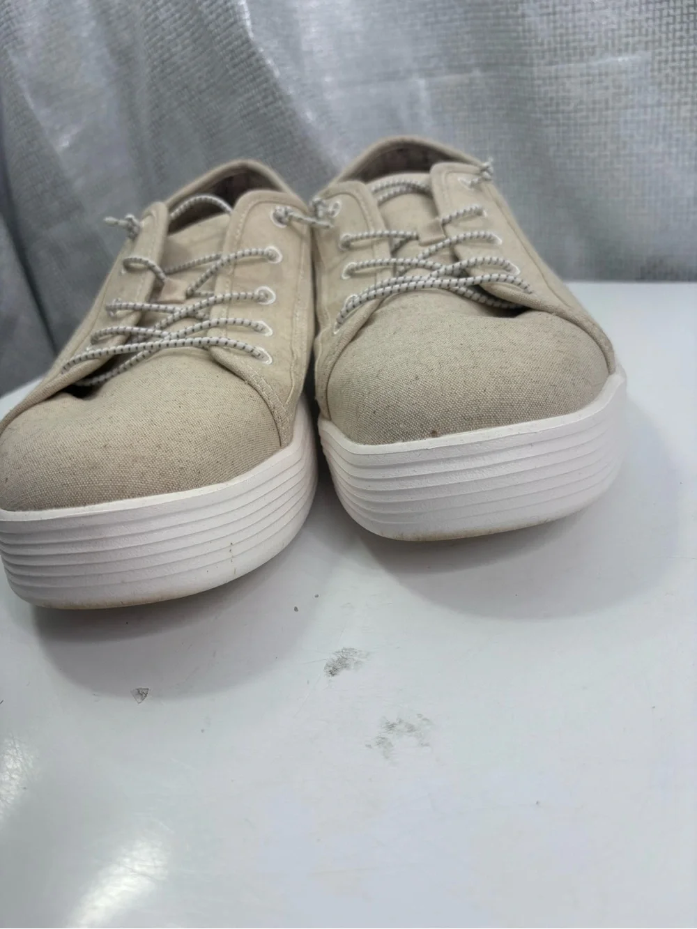Hey Dude Men's Casual Canvas Sneakers in Light Beige size 13